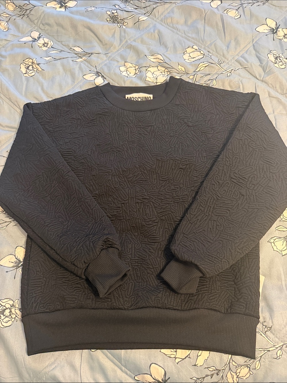 Women’s Moschino Black Embossed Logo Crewneck Sweatshirt